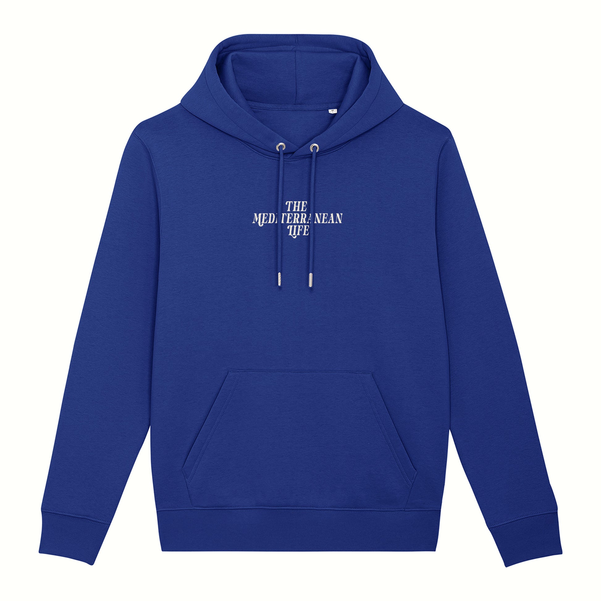Fear the ordinary sea blue premium organic cotton hoodie with white adventure inspired front print.