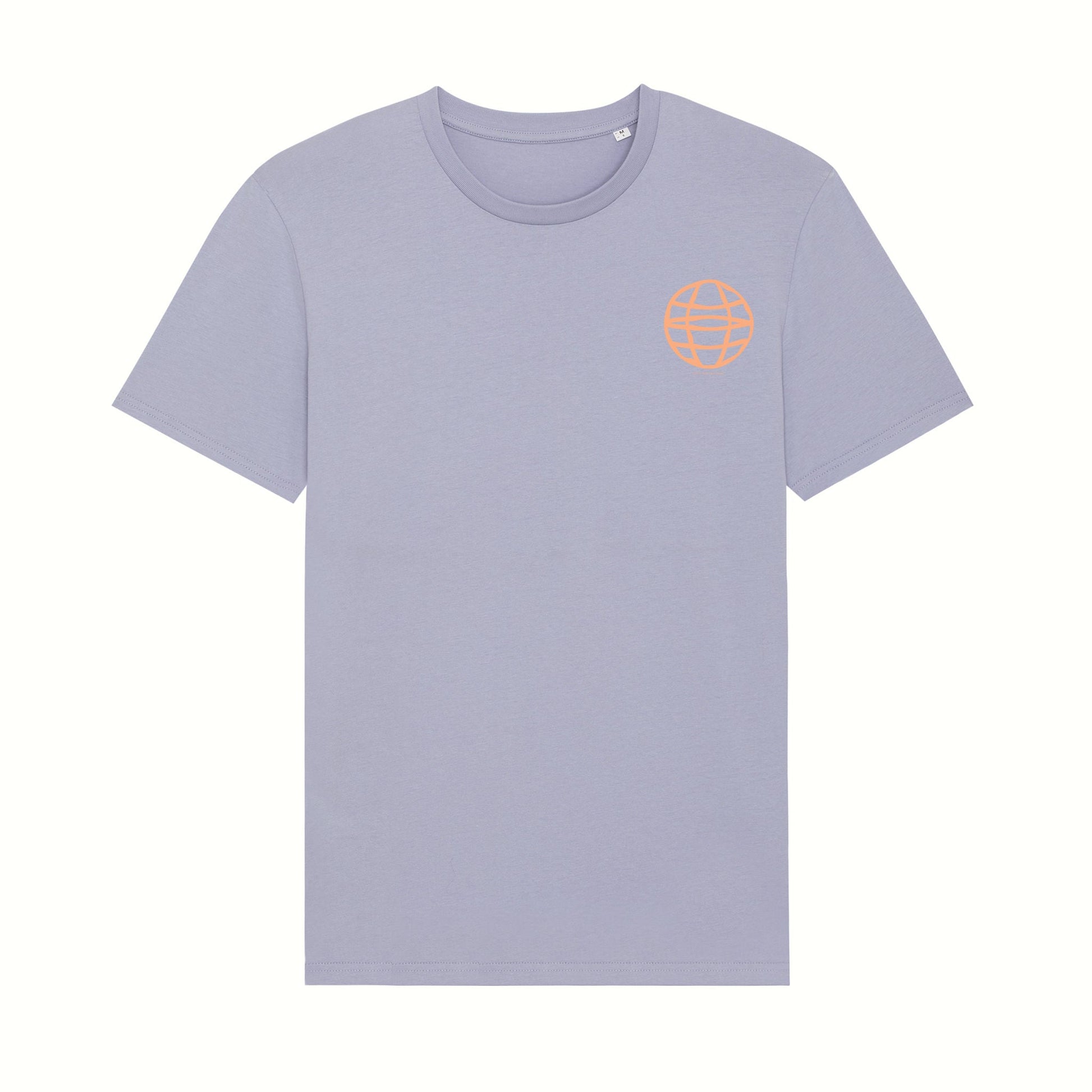 Fear The Ordinary lavender premium organic cotton t-shirt with a Sunset Chaser front print.
