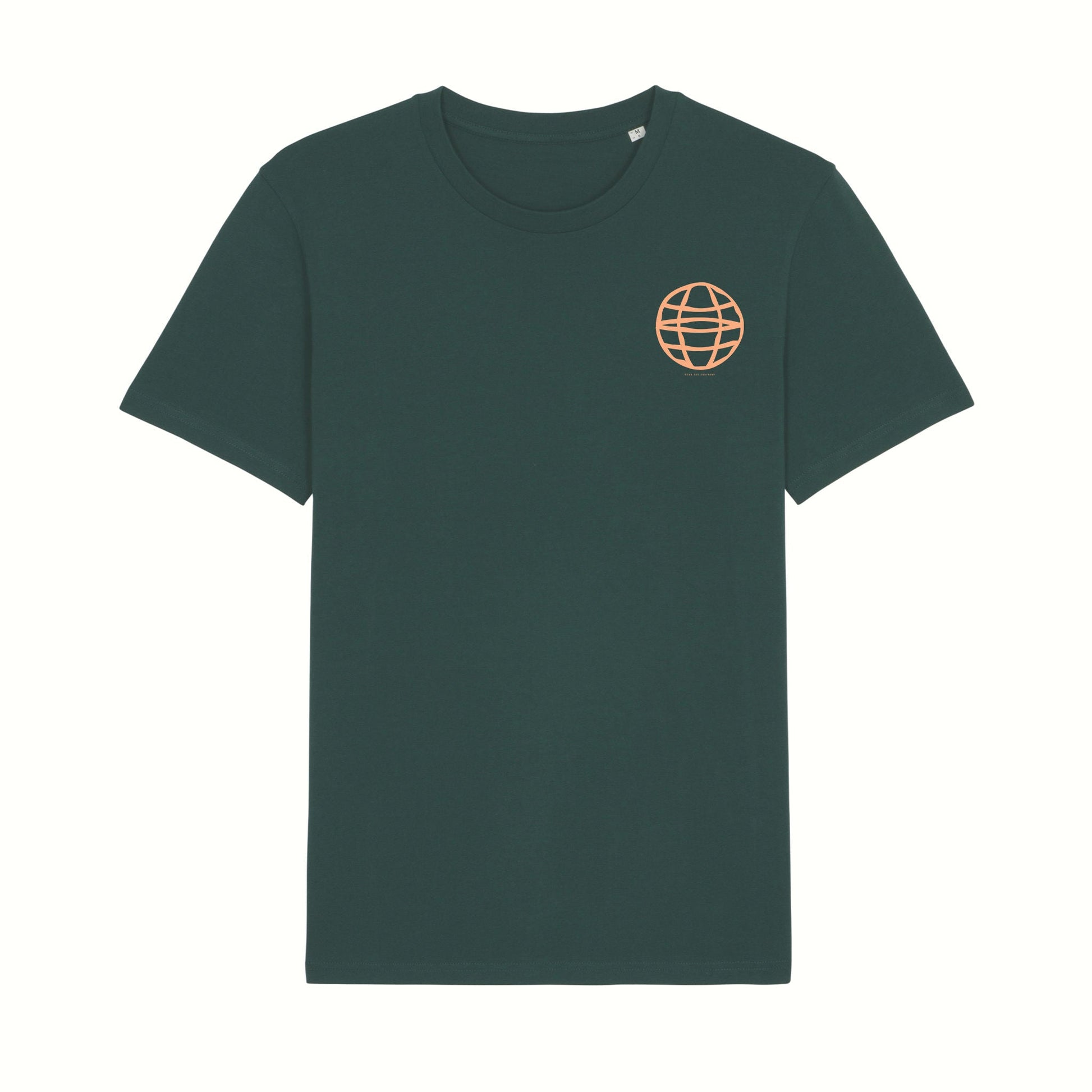 Fear The Ordinary dark green premium organic cotton t-shirt with a Sunset Chaser front print.