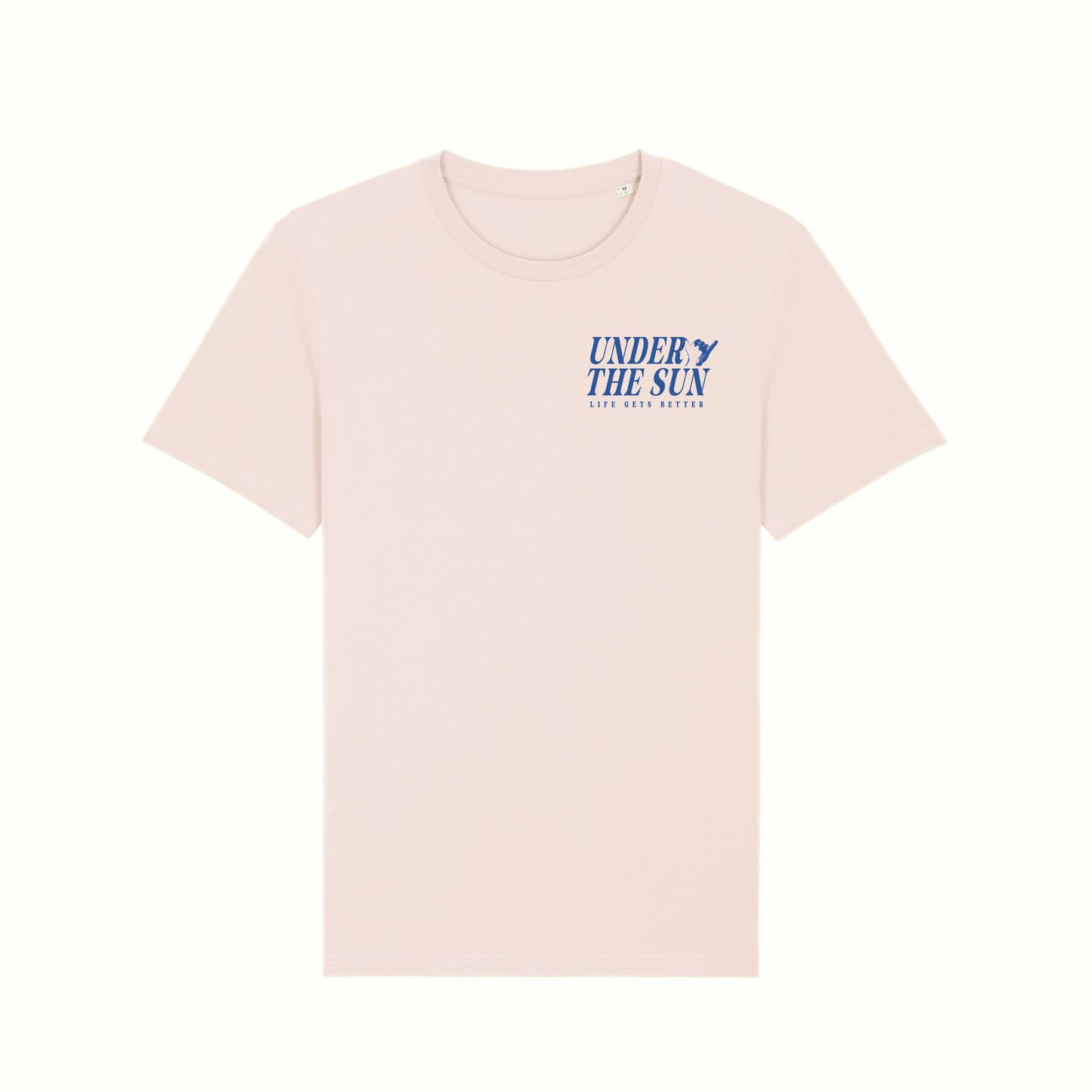 Fear The Ordinary candy pink premium organic cotton t-shirt with blue cobalt under the sun summer inspired front print.